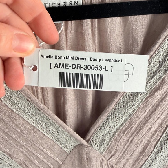 Baltic Born Amelia Boho Mini Dress Dusty Lavender Size Large NWT Fairy - Picture 7 of 15